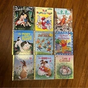 Lot of 9 vintage little golden books fair condition
